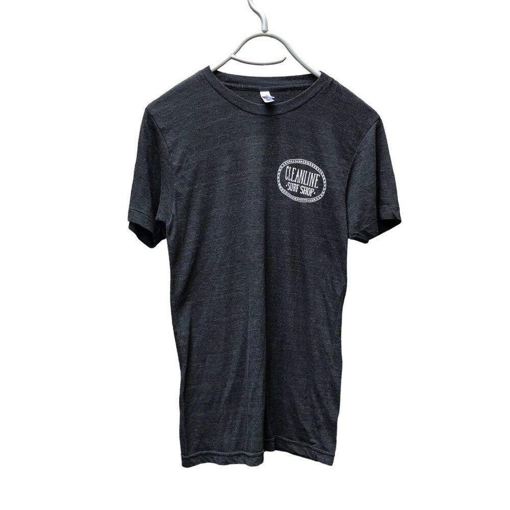 The Track Shirt Cleanline Surf Shop Seaside Oregon T Shirt Gray w White Graphic
